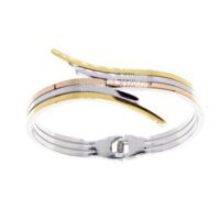 Alternative view of Toptan Üç Renk Altın Rose Gümüş Renk Saçak Model Çelik Kelepçe Bileklik - 1672