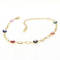 Toptan Altın Renk Altı Nazarlı Dikdörtgen Zincir Model Çelik Bileklik - 1616 5 5d67a8edb73942f4a78309e2c0690e32-toptan taki