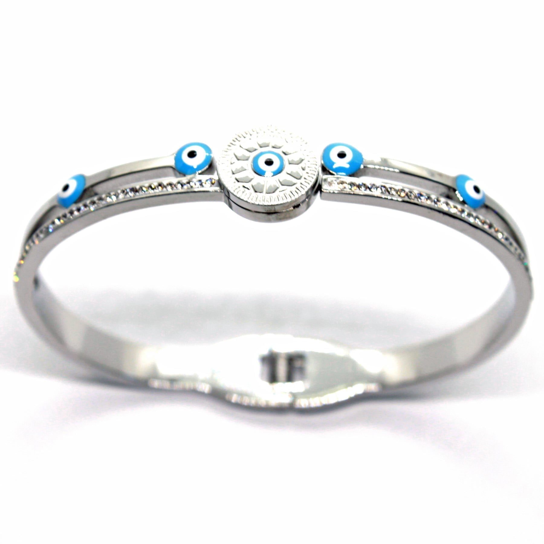 Toptan Gümüş Renk Çelik Nazar Kelepçe Bileklik - 1473 4 Toptan Gümüş Renk Çelik Nazar Kelepçe Bileklik - 1473 - Görsel 2