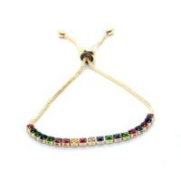Toptan Altın  Renk Zirkon Asorti Taş  Su Yolu Asansör  Bileklik - 1417