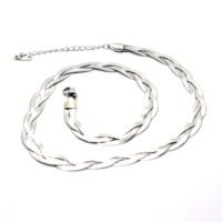 Toptan Gümüş  Renk Çelik Örgü İtalyan Kolye - 1433