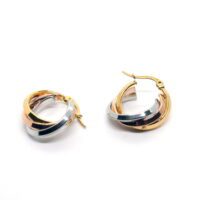 Toptan Altın Rose Gümüş Renk Çelik Sarmal Halka Küpe - 1477