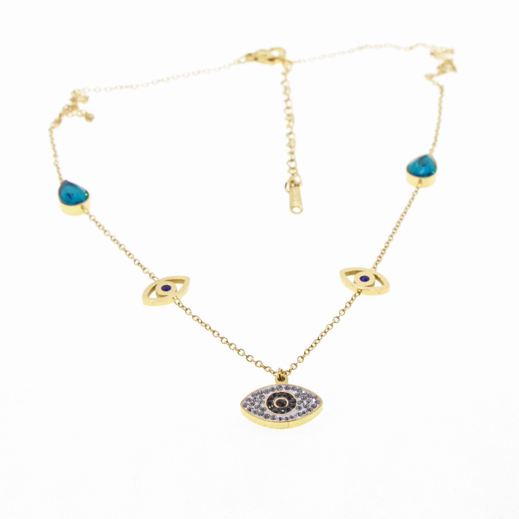 Toptan Altın Renk Nazar Göz Damla Çelik Kolye - 1570 4 Toptan Altın Renk Nazar Göz Damla Çelik Kolye - 1570 - Görsel 2