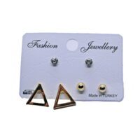 Toptan Altın Renk Kombin Küpe Üçgen 986