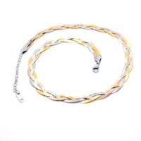 Toptan Altın Rose Gümüş  Renk Çelik 3 Renk Örgü İtalyan  Kolye - 1429