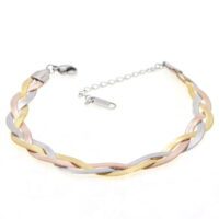 Alternative view of Toptan Altın Rose Gümüş Renk İtalyan Zincir Hasır Model Çelik Bileklik - 1624