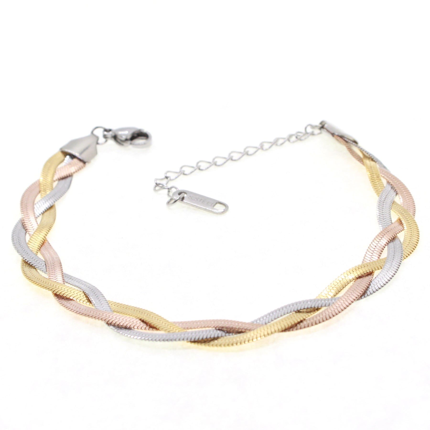 Toptan Altın Rose Gümüş Renk İtalyan Zincir Hasır Model Çelik Bileklik - 1624 4 Toptan Altın Rose Gümüş Renk İtalyan Zincir Hasır Model Çelik Bileklik - 1624 - Görsel 2