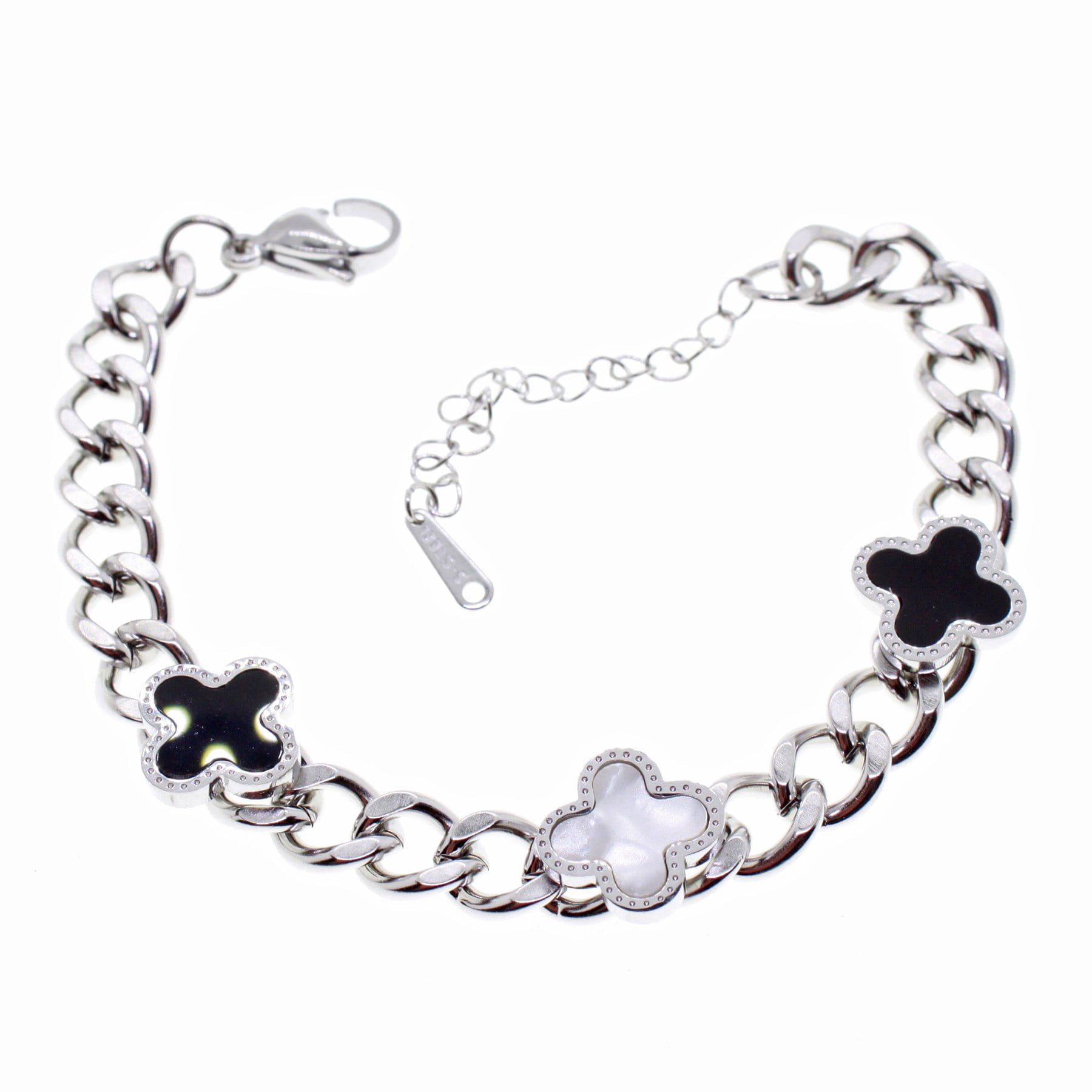 Toptan Gümüş Renk Cadena Yonca Model Çelik Bileklik - 1663 3 Toptan Gümüş Renk Cadena Yonca Model Çelik Bileklik - 1663