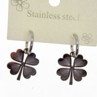 Alternative view of Toptan Gümüş Renk Yonca Sallantılı Çelik Küpe - 1597