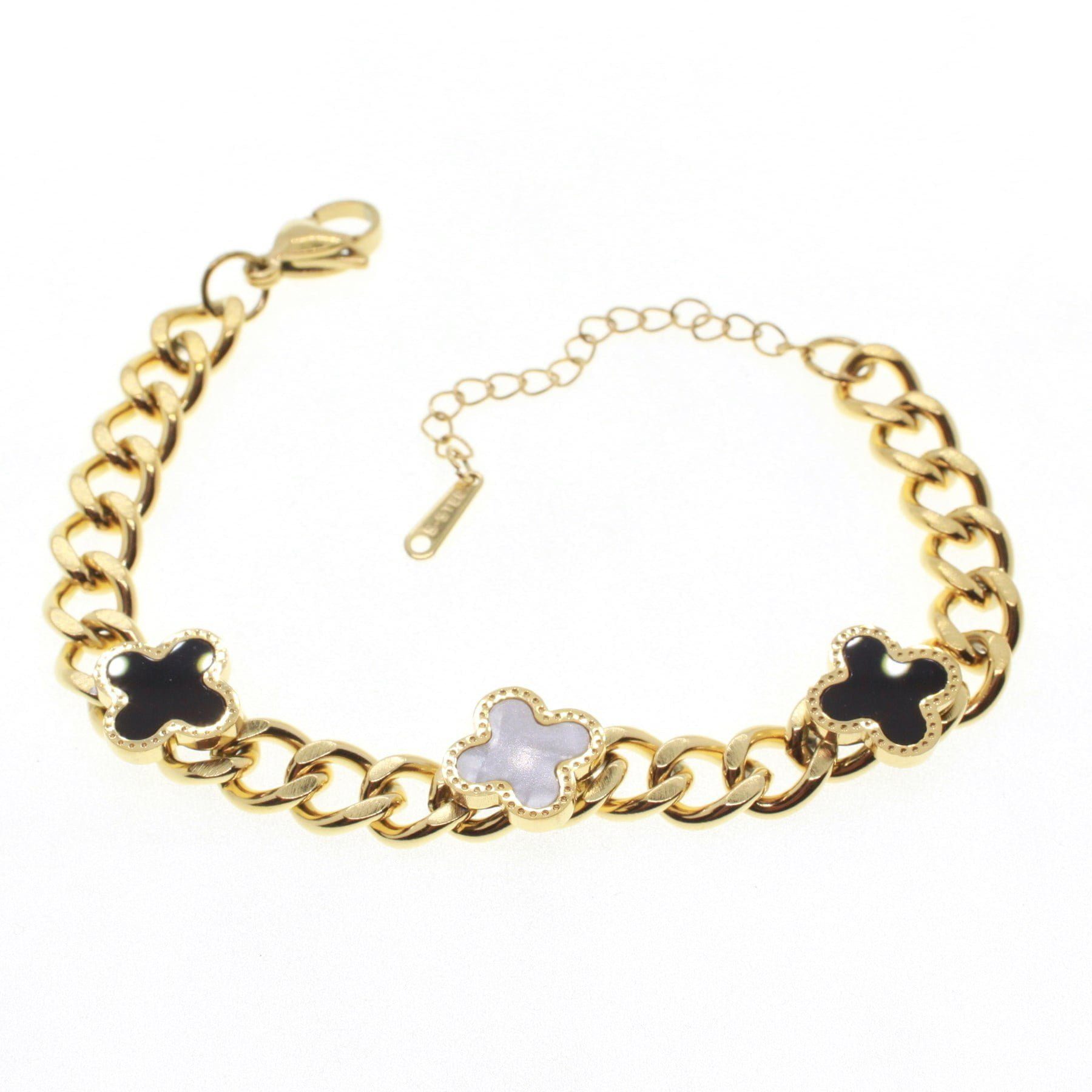 Toptan Altın Renk Cadena Yonca Model Çelik Bileklik - 1662 3 Toptan Altın Renk Cadena Yonca Model Çelik Bileklik - 1662