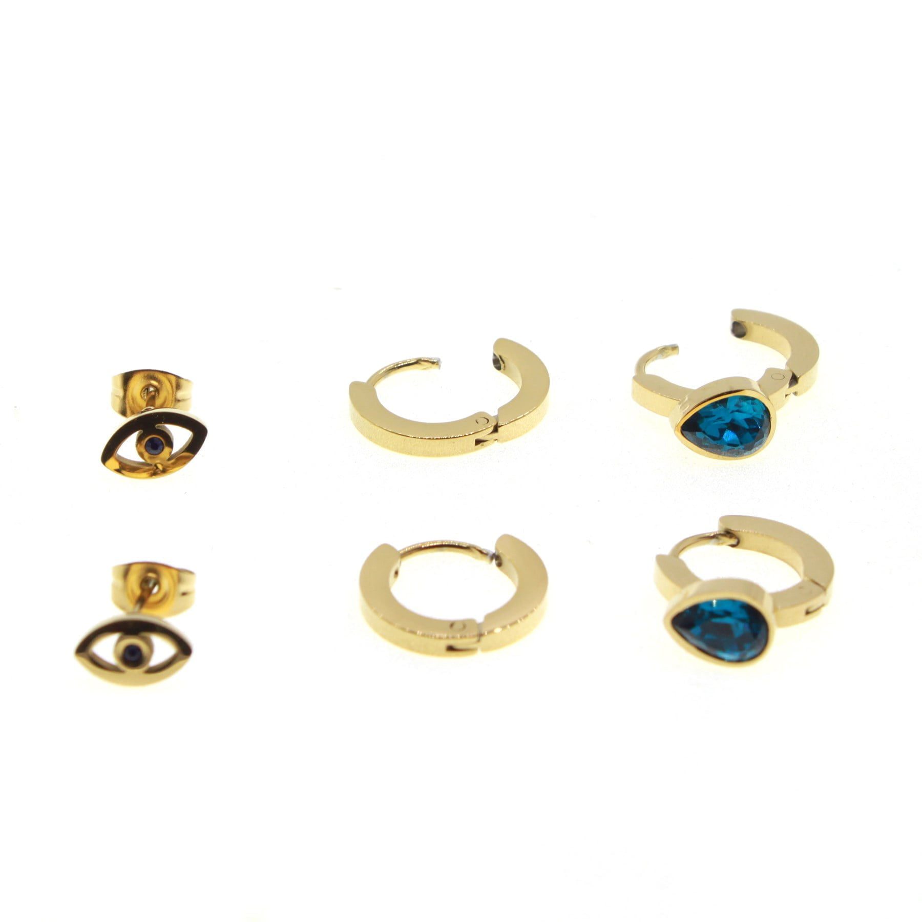 Toptan Altın Renk Göz Mengeç Damla Kombin Çelik Küpe - 1584 3 Toptan Altın Renk Göz Mengeç Damla Kombin Çelik Küpe - 1584