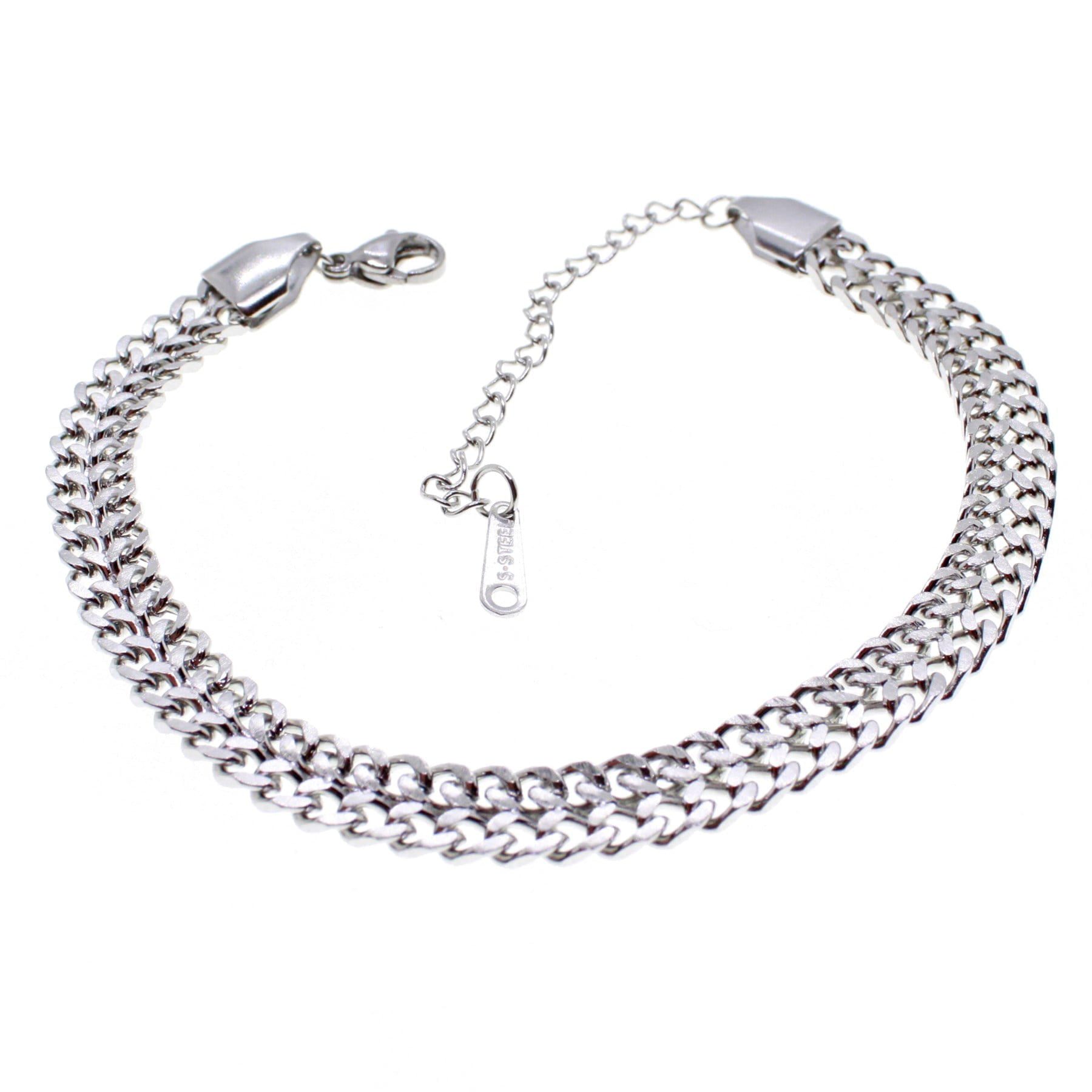 Toptan Gümüş Renk Çift Sıra Cadena Unisex Model Çelik Bileklik - 1650 4 Toptan Gümüş Renk Çift Sıra Cadena Unisex Model Çelik Bileklik - 1650 - Görsel 2