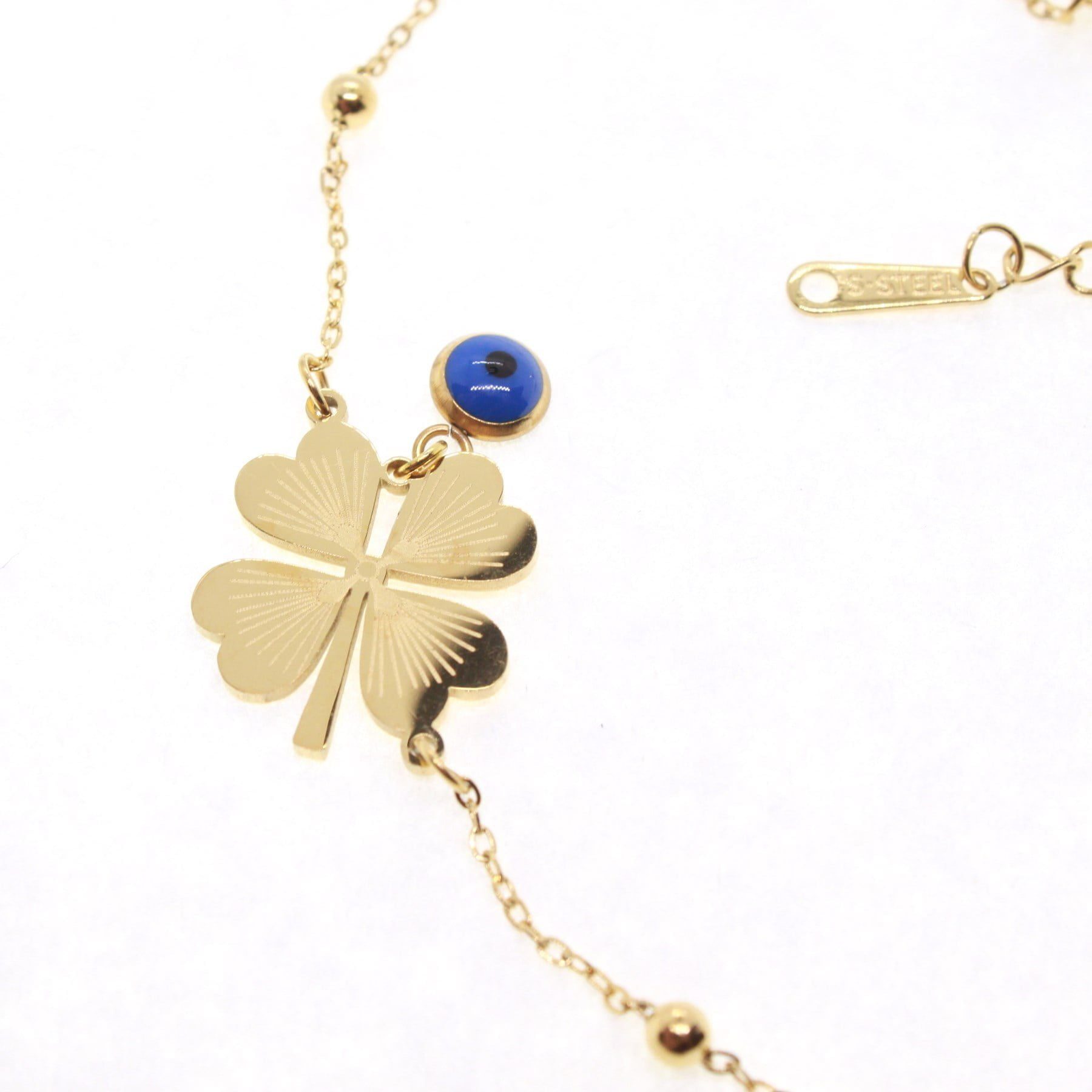 Toptan Altın Renk Yonca Top Zincir Çelik Bileklik - 1633 4 Toptan Altın Renk Yonca Top Zincir Çelik Bileklik - 1633 - Görsel 2