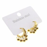 Toptan Altın Renk Top Sallantılı Mengeç Çelik Küpe - 1588