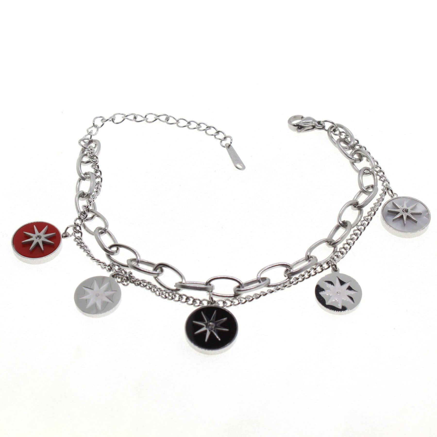 Toptan Gümüş Renk Yuvarlak Yıldız Motif Çelik Bileklik - 1552 4 Toptan Gümüş Renk Yuvarlak Yıldız Motif Çelik Bileklik - 1552 - Görsel 2