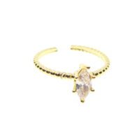 Toptan Altın Renk Mekik Taş Motif Zirkon Yüzük Ayarlabilir Her Parmağa Olur - 1526