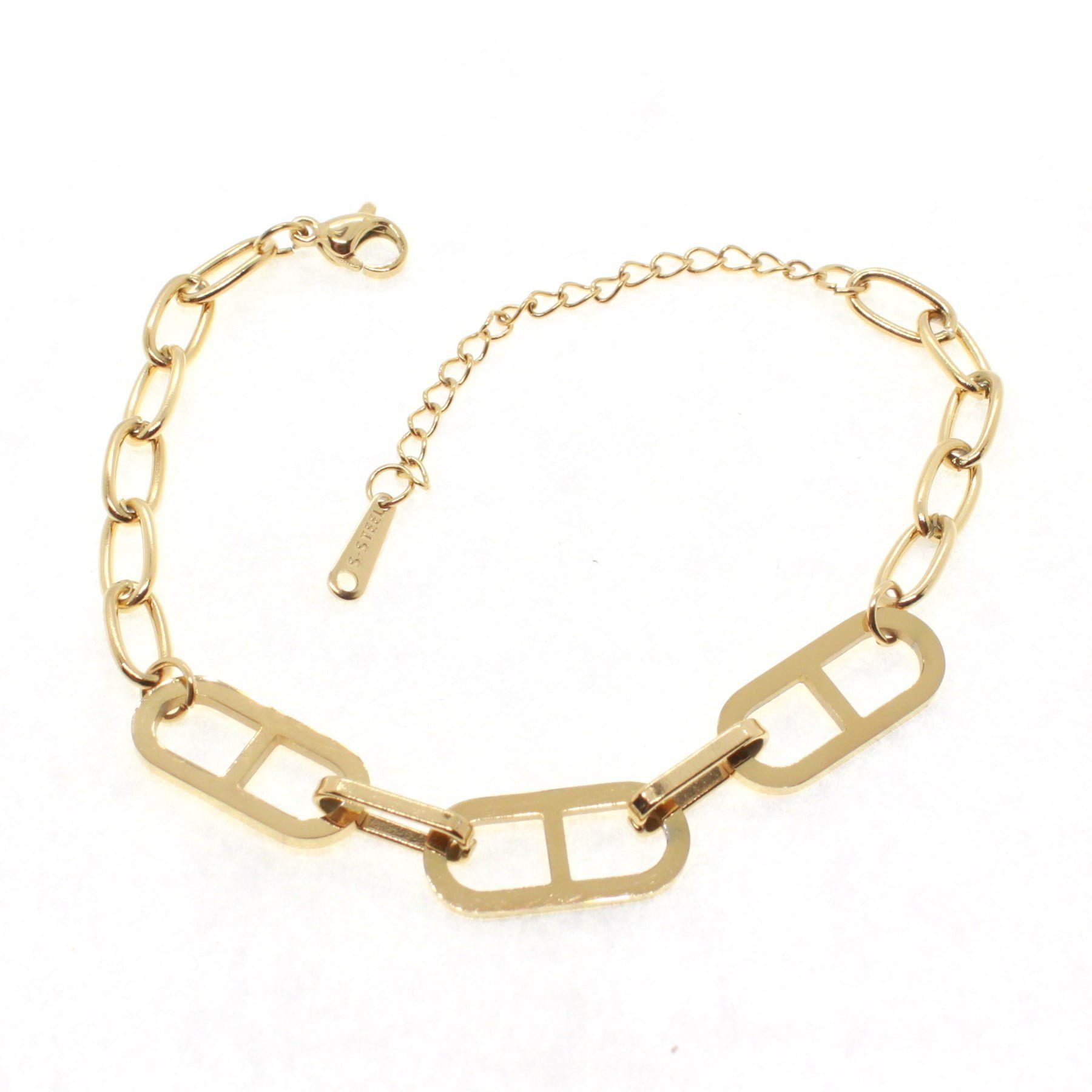 Toptan Altın Renk Sekiz Dikdörtgen Unisex Model Çelik Bileklik - 1648 3 Toptan Altın Renk Sekiz Dikdörtgen Unisex Model Çelik Bileklik - 1648