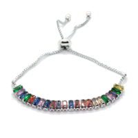 Toptan Gümüş  Renk Zirkon  Asorti Renk Baget Asansör  Bileklik - 1411