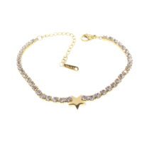 Toptan Altın Renk Su Yolu Yıldız Model Çelik Bileklik - 1657