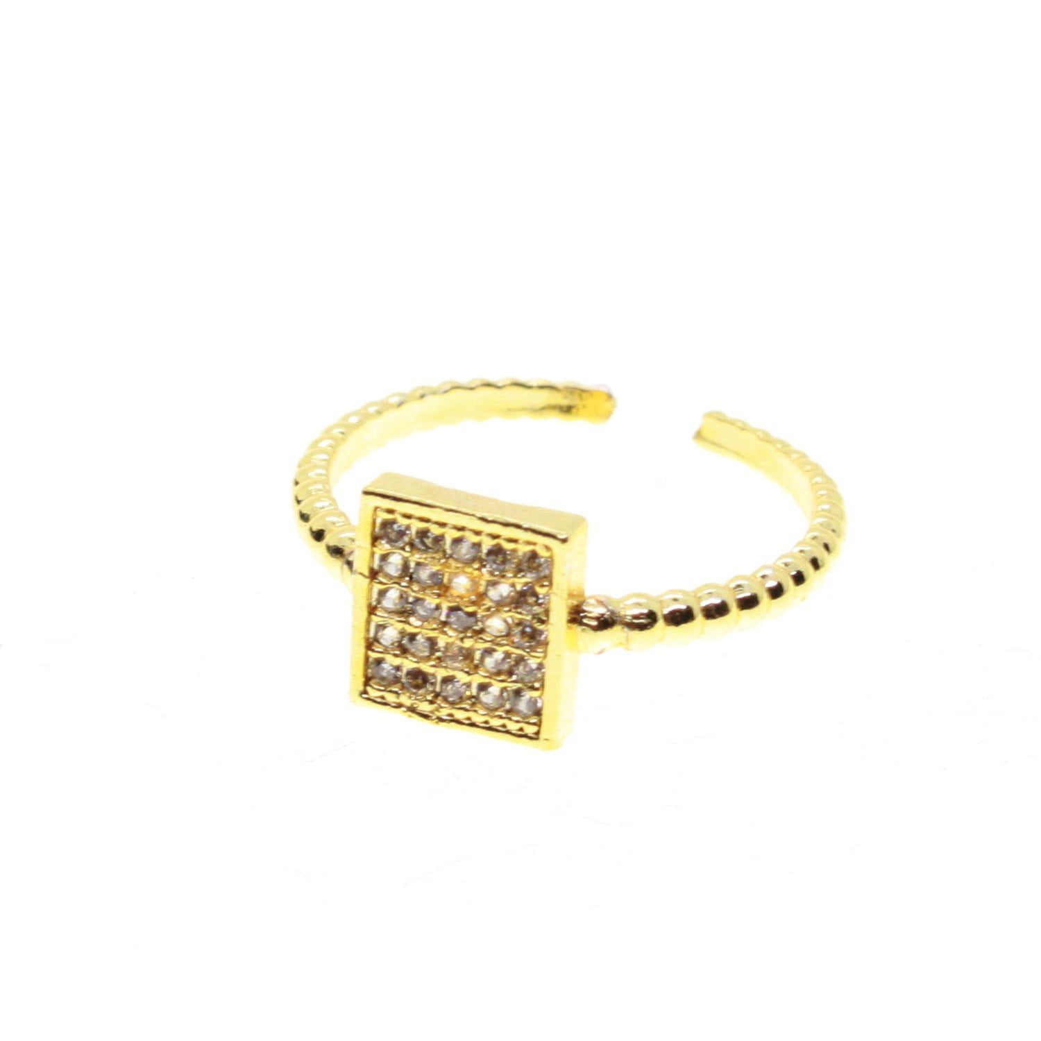 Toptan Altın Renk Kare Motif Zirkon Yüzük Ayarlabilir Her Parmağa Olur - 1530 3 Toptan Altın Renk Kare Motif Zirkon Yüzük Ayarlabilir Her Parmağa Olur - 1530