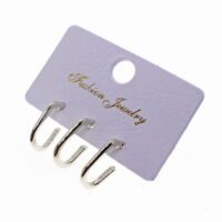 Toptan Gümüş Renk Üçlü Kombin Küpe - 1839