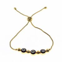 Alternative view of Toptan Altın  Renk Mavi Göz  Üçlü Macun Asansör Bileklik  - 1762