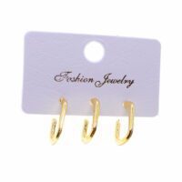 Toptan Altın Renk Üçlü Kombin Küpe - 1845