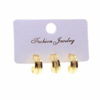 Alternative view of Toptan Altın Renk Üçlü Kombin Küpe - 1846