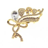 Toptan Altın Renk Damla Fiyonk Model Broş - 1703