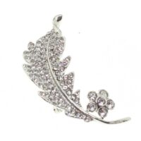 Toptan Gümüş Renk Yaprak Model Broş - 1722