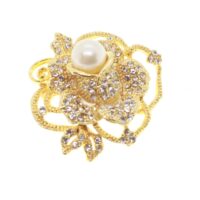 Toptan Altın Renk Yuvarlak İnci Model Broş - 1702