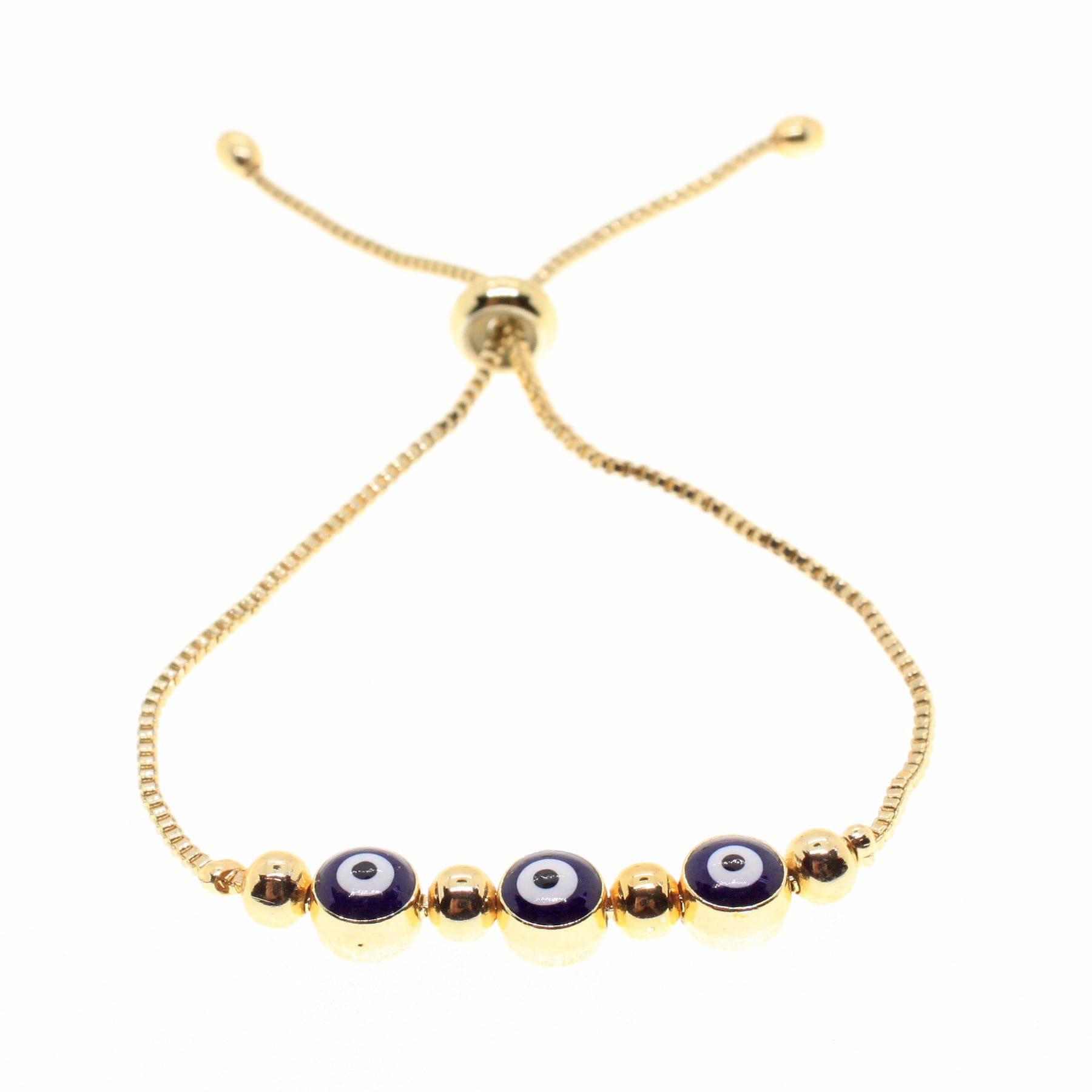 Toptan Altın Renk Mavi Göz Üçlü Macun Asansör Bileklik - 1762 3 Toptan Altın Renk Mavi Göz Üçlü Macun Asansör Bileklik - 1762