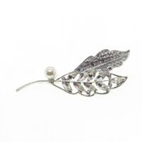 Toptan Gümüş Renk Yaprak Broş - 1688