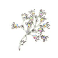 Toptan Gümüş Renk Çiçek Model Broş - 1731