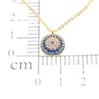 Toptan Altın Renk Zirkon Taşlı Tombul Yuvarlak Göz Nazar Model Zirkon Kolye - 1794