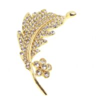 Toptan Altın Renk Yaprak Model Broş - 1721