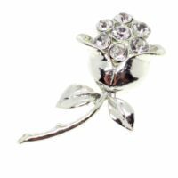 Toptan Gümüş Renk Gül  Model Broş - 1746