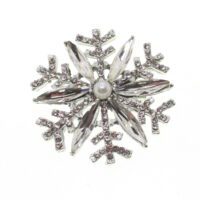 Toptan Gümüş Renk Kar Tanesi Model Broş - 1684