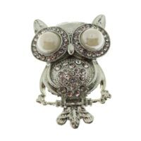 Toptan Gümüş Renk İnci Göz Baykuş Model Broş - 1760