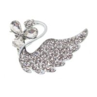 Toptan Gümüş Renk Kuğu Model Broş - 1712
