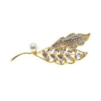 Toptan Altın Renk Yaprak  Broş - 1689