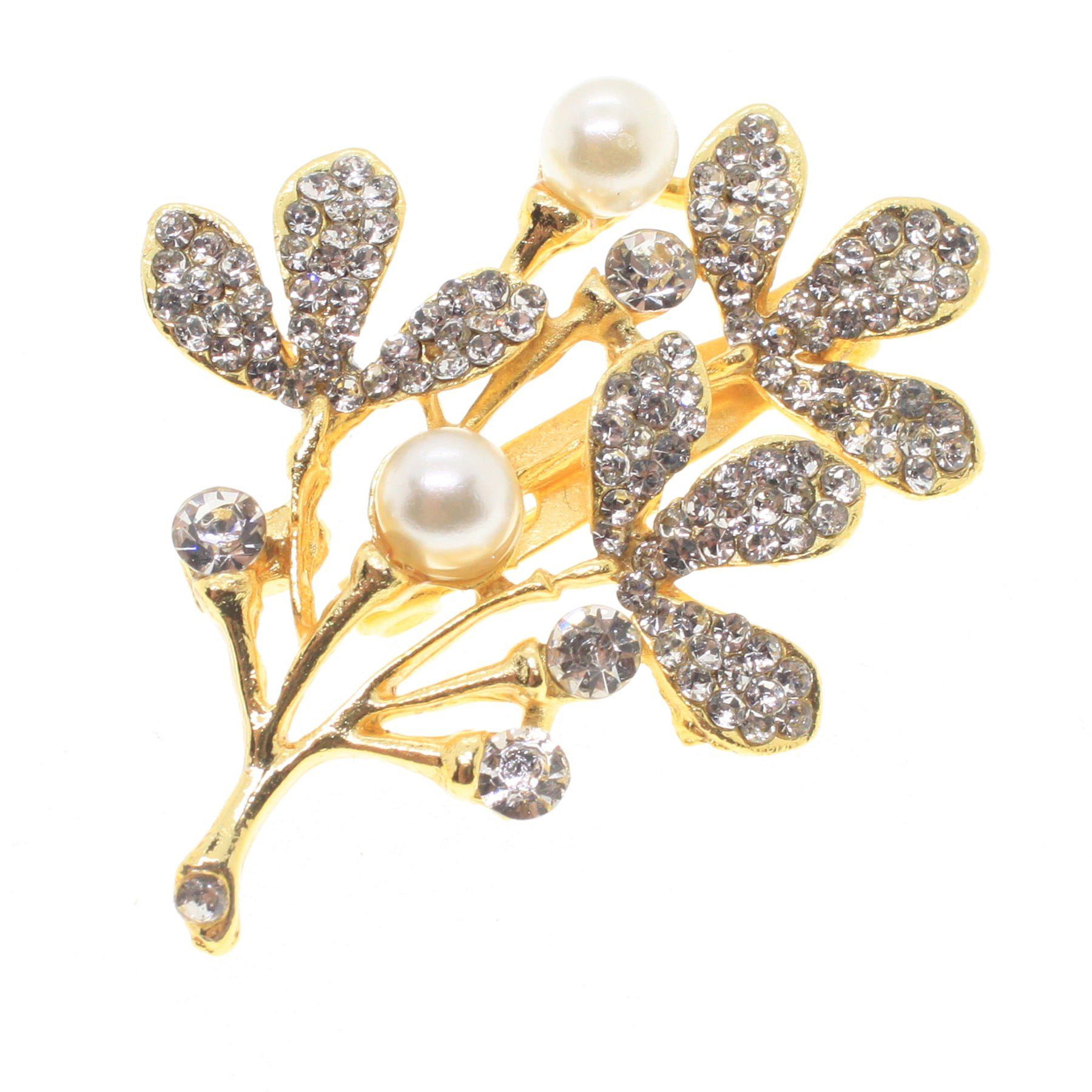 Toptan Altın Renk İncili Dal Model Broş - 1749 3 Toptan Altın Renk İncili Dal Model Broş - 1749