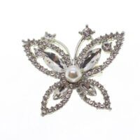 Toptan Gümüş Renk Kelebek Model Broş - 1680