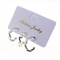 Alternative view of Toptan Gümüş Renk Üçlü Kombin Küpe - 1841