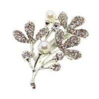Toptan Gümüş Renk İncili Dal Model Broş - 1750