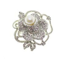 Toptan Gümüş Renk Yuvarlak İnci Model Broş - 1701