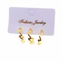 Toptan Altın Renk Üçlü Kombin Küpe - 1844