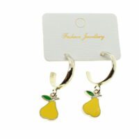 Toptan Gümüş Renk Sarı Mineli Armut Küpe - 1975