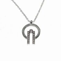 Toptan Gümüş Renk Zirkon Taşlı Yuvarlak C Model  Kolye - 1888