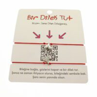 Toptan Gümüş Renk Kırmızı İp Kuyruk  Arkadaş  Bilekliği - 1856
